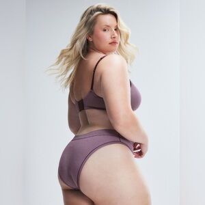 SavageXFenty Cotton Essential Cheeky Panty in Fine Wine Purple Stripe, sz L, NWT